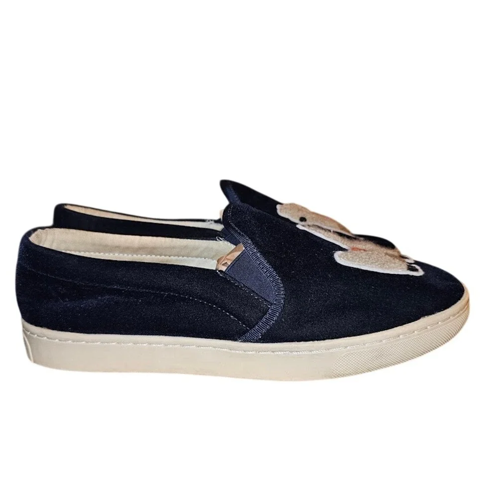 Soludos Navy Blue Velvet Slip On Shoes Llama Women US Size 9‎ Anthropologie - Picture 5 of 7